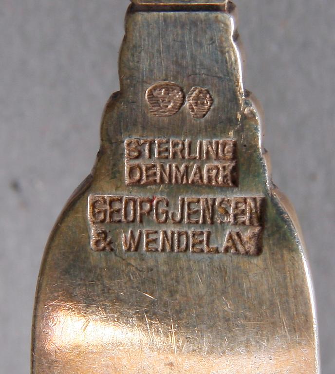 BESTICK, 7 st, sterlingsilver, "Konge", Georg Jensen. 1900-tal.