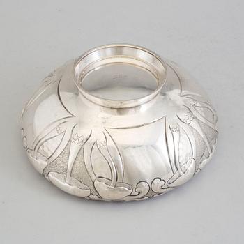 FIRMA J TOSTRUP, skål, silver, jugend, Oslo, 1907.