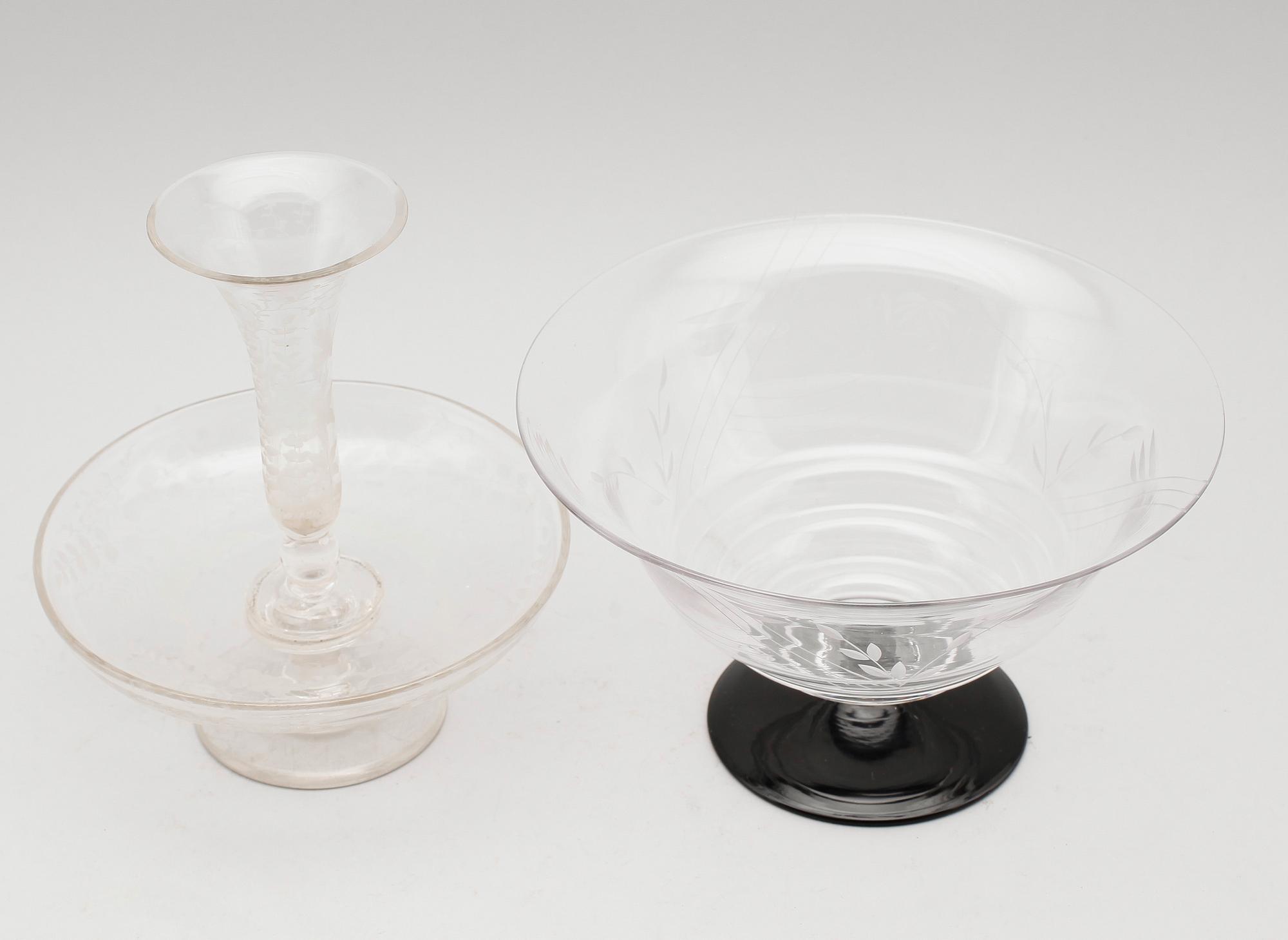 SKÅLAR, 2 st, glas, 1900-tal.