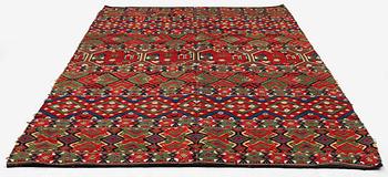 A flat-weave (krabbasnår) bed cover, c. 215 x 118 cm, South-West Scania, dated 1844.