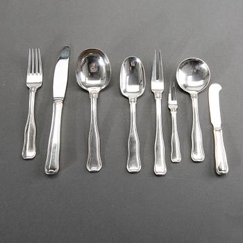 HARALD NIELSEN, a set of 35 pieces of "Old Danish" sterling and stainless steel flatware, Georg Jensen, Copenhagen.