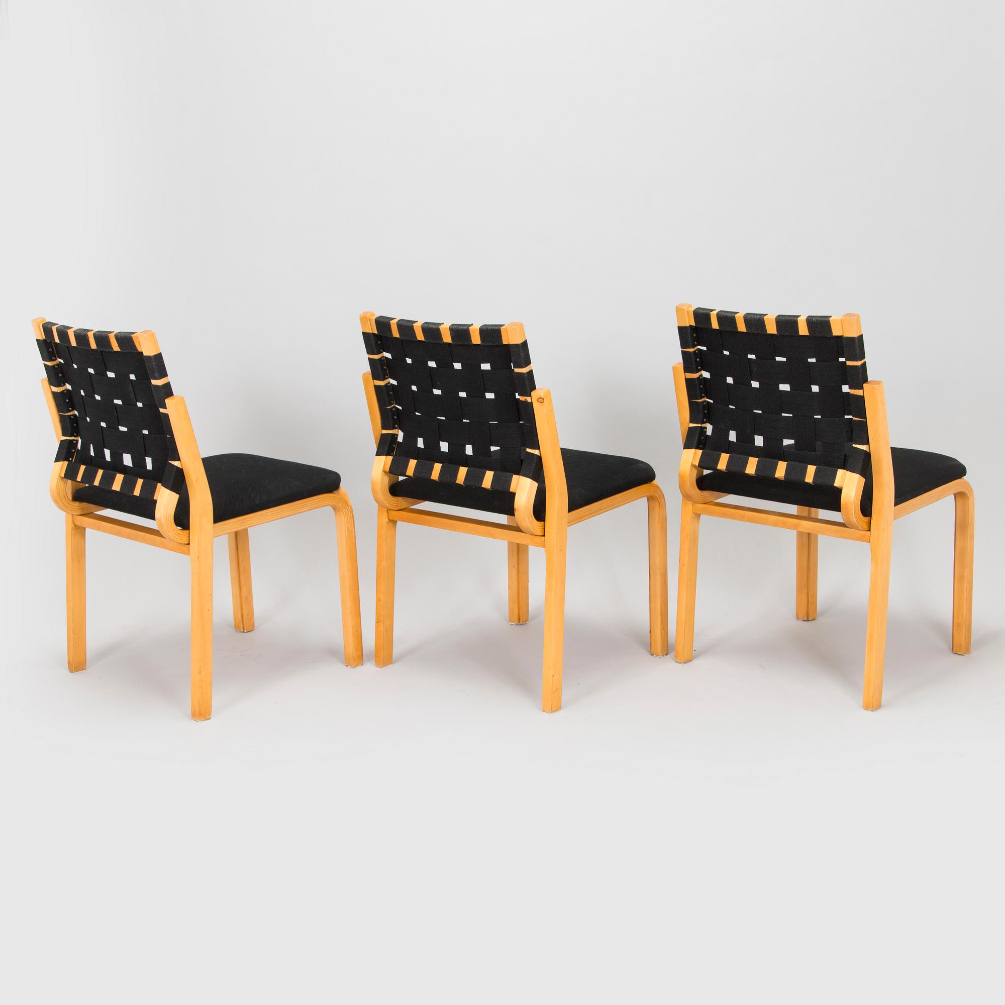 Alvar Aalto, stolar, 3 st, modell 612, Artek 1900-talets mitt.