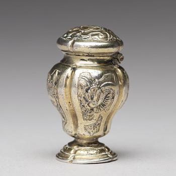 A Swedish rococo silver-gilt snuff-box, unmarked.