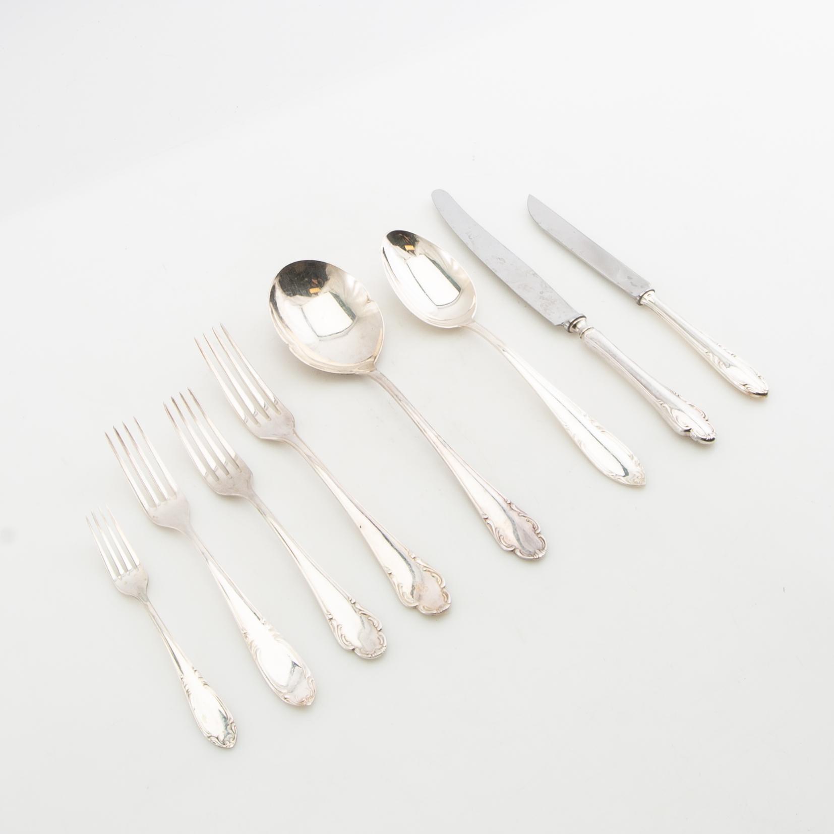 Cutlery service parts, 127 + 31 pieces, model Haga, GAB and C. G. Hallberg, Stockholm, 1950s/1960s.