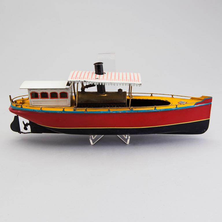 A tinplate Gebrüder Bing river steam boat, Germany, 1910s.