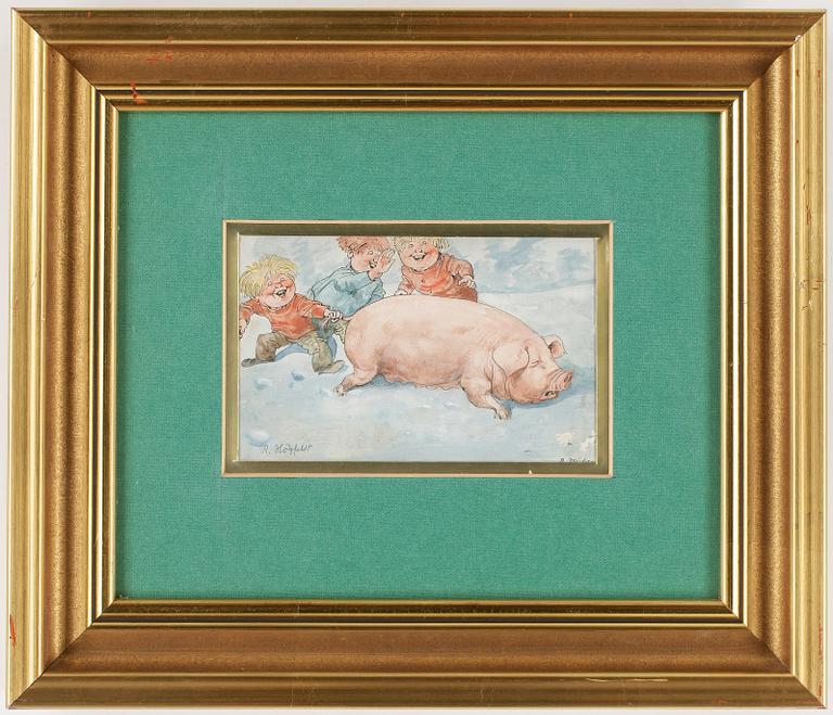 ROBERT HÖGFELDT, gouache, signerad.