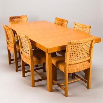 CARL GUSTAF HIORT AF ORNÄS, A 1950s 'Näyttely Senior' dining table and six chairs for HMN Huonekalu Mikko Nupponen.