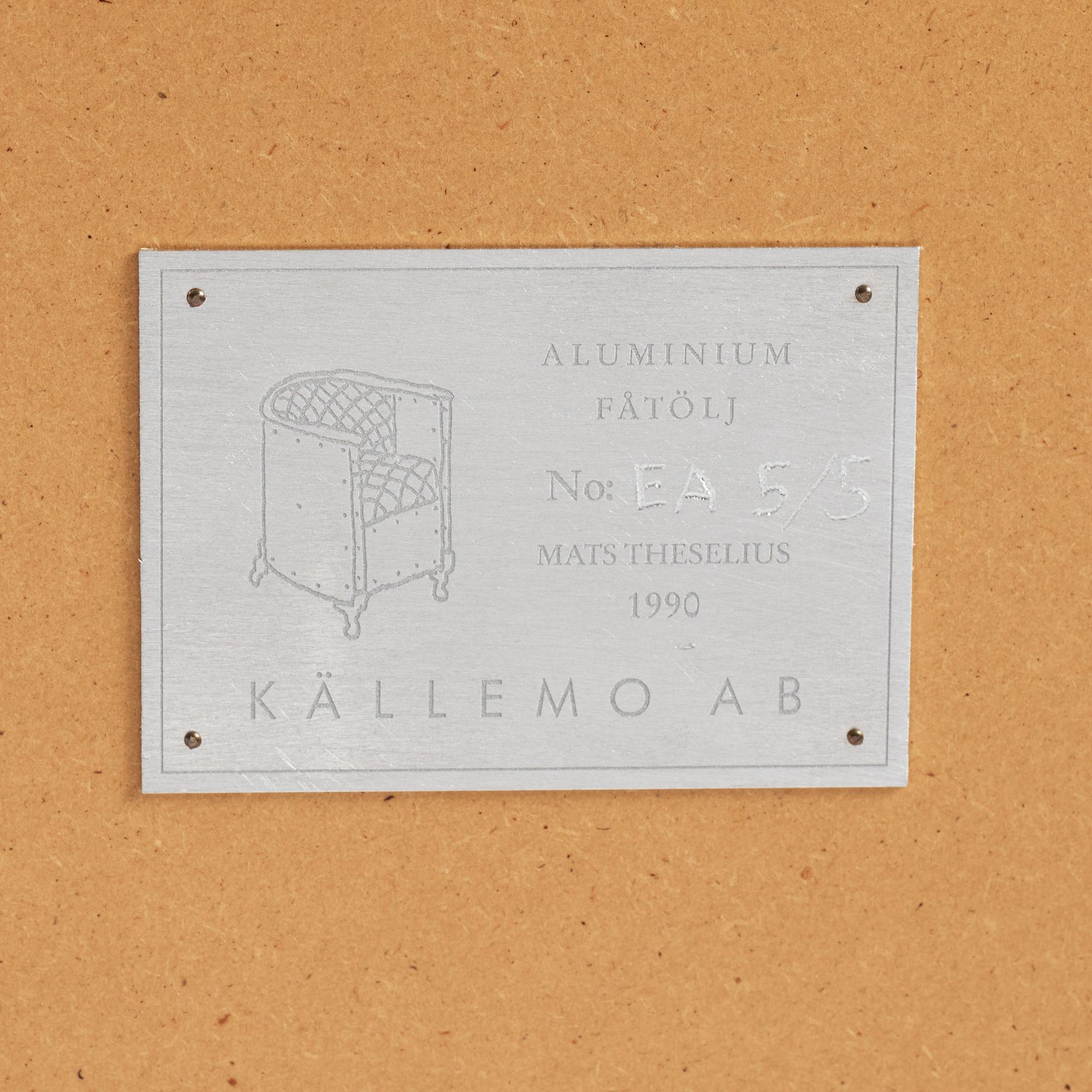 Mats Theselius, an "Aluminium" easy chair, Källemo, Sweden post 1990.