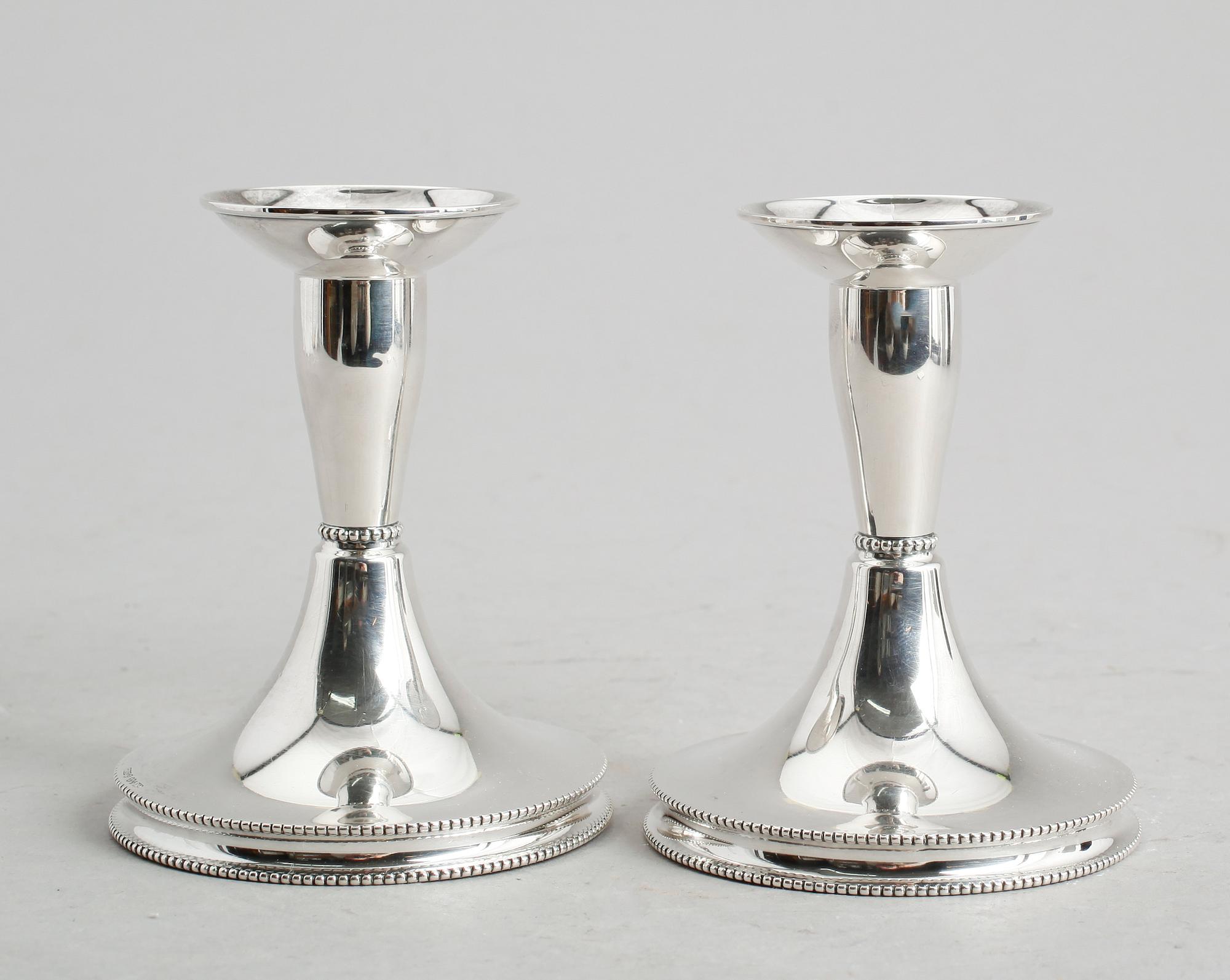 LJUSSTAKAR, 1 par, silver, Tesi, Göteborg 1963.
