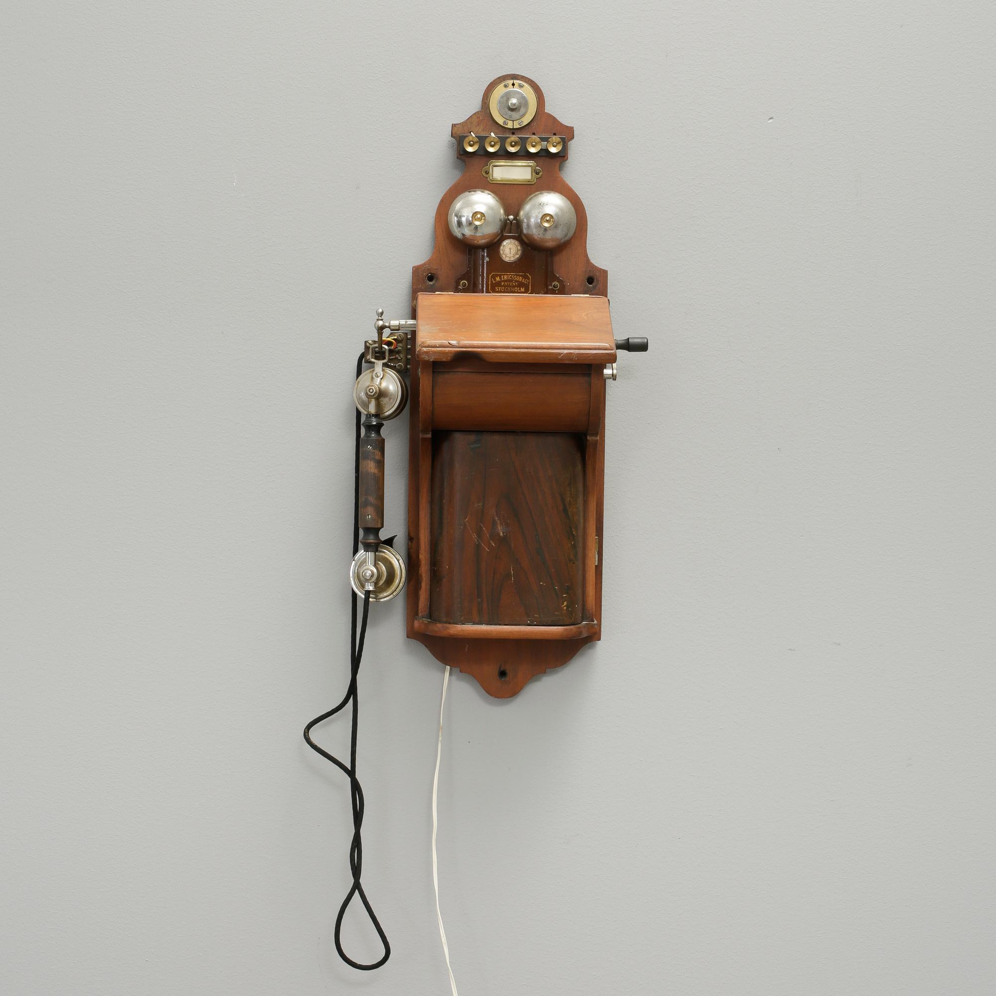VÄGGTELEFON, LM Ericsson, Stockholm, omkring år 1900.