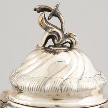 A 3-piece Rococo style silver coffee service, mark of GAB, Stockholm 1951-1954.