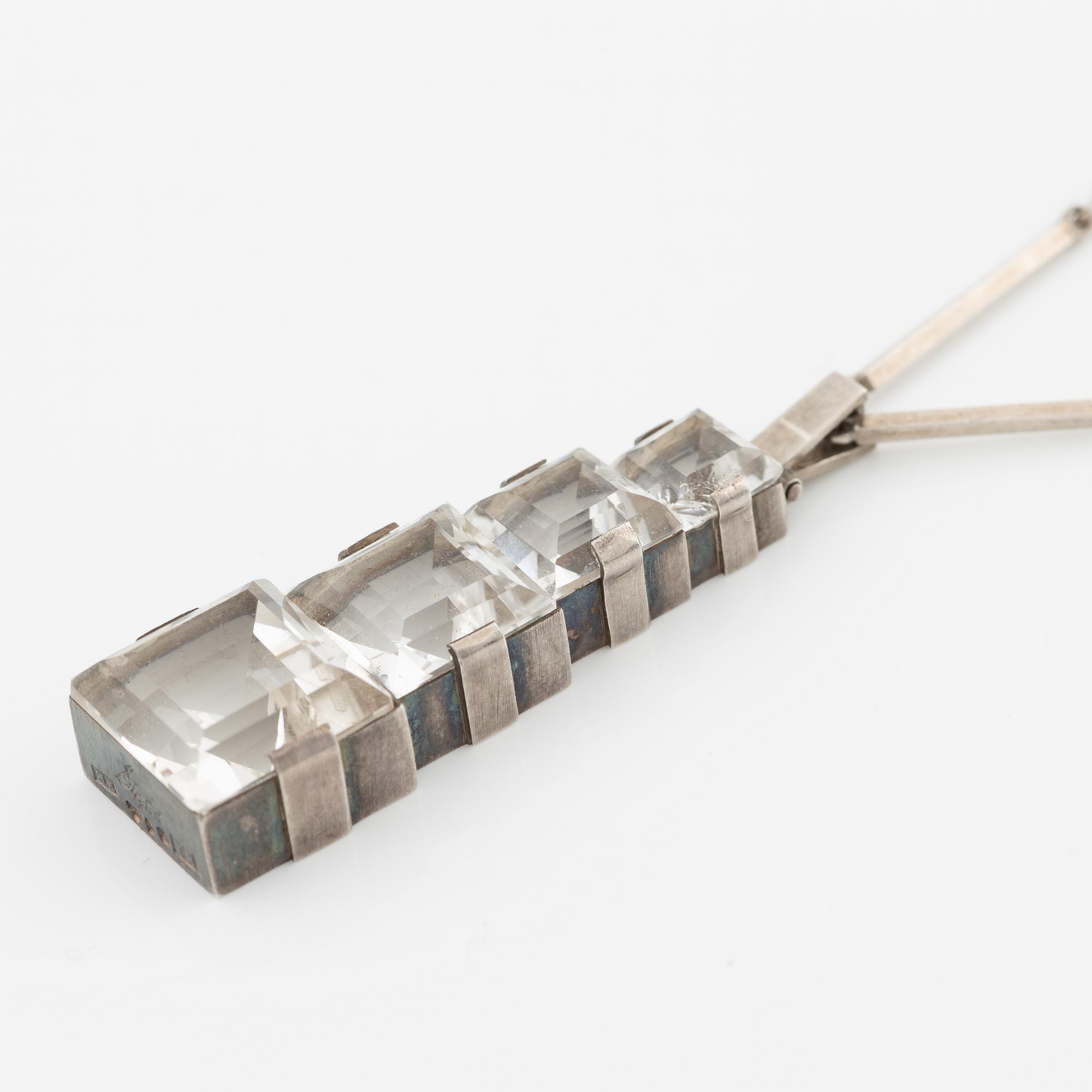 Necklace in silver with faceted rock crystal, Stigbert.