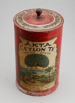 TEBURK, plåt, tidigt 1900-tal, "Äkta Ceylonte".