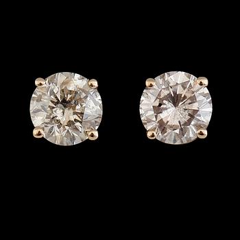 ÖRHÄNGEN, 1 par, 14K guld, briljantslipade diamanter tot ca 0.40 ct.
