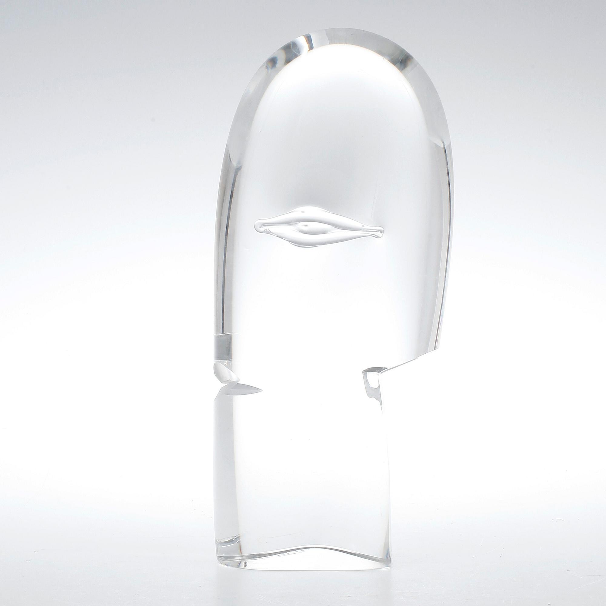 GÖRAN WÄRFF, skulptur, glas "profil", Kosta Boda, unik, signerad.