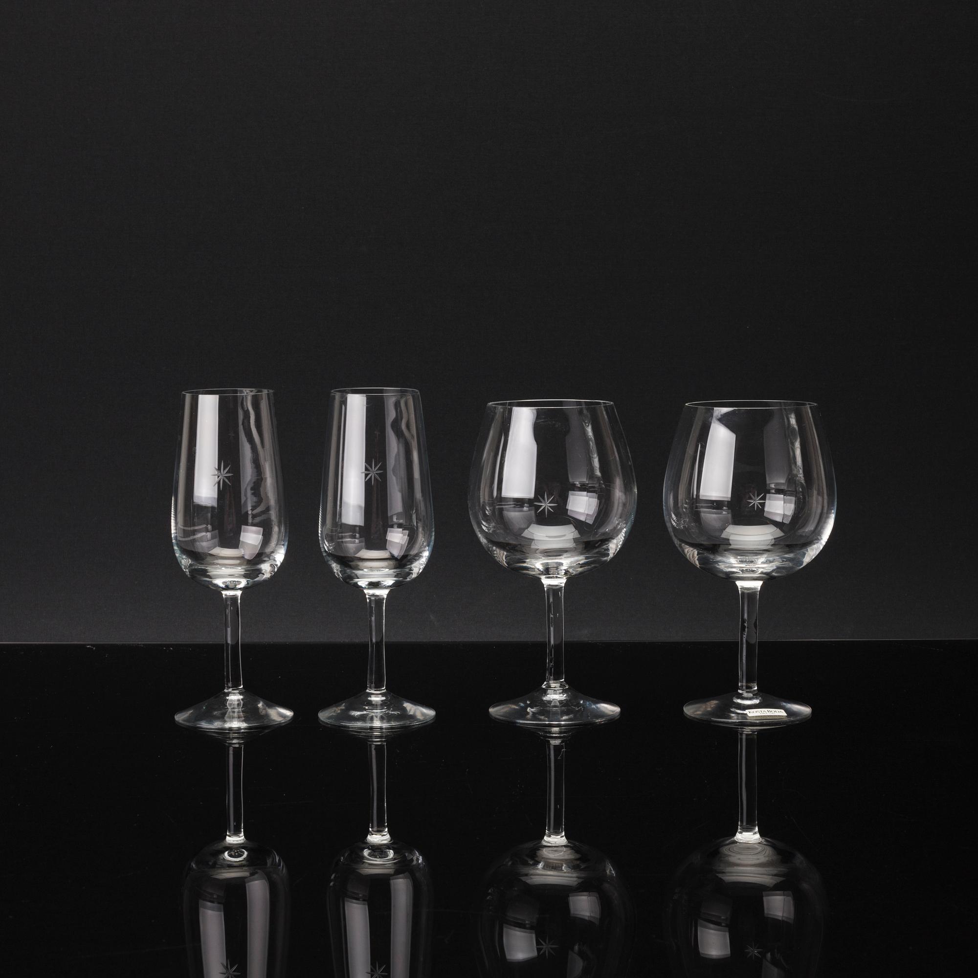 VINGLAS, 6+6 "Bouquet" design Signe Persson Melin, Kosta Boda.