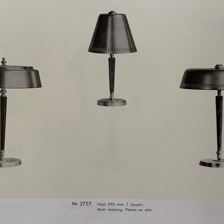 Bröderna Malmströms Metallvarufabrik, a table lamp model "2757", Malmö, 1950s.