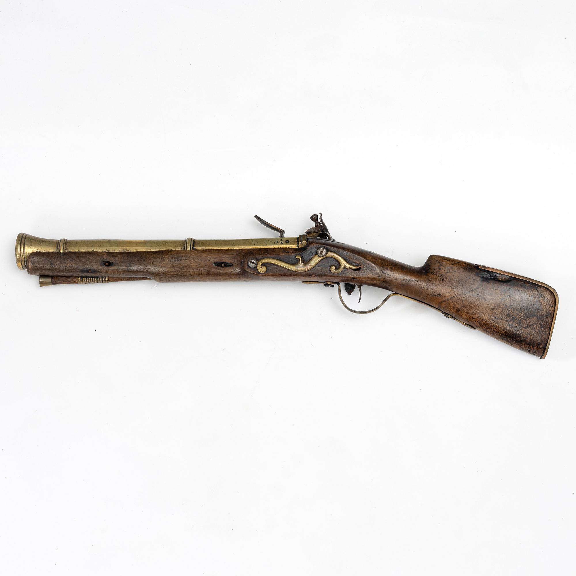 Blunderbuss med flintlås, märkt Humphrey Pickfatt, 1800-tal.