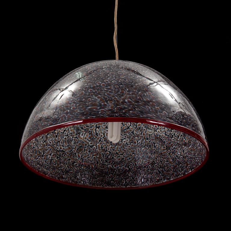 A 1970s VISTOSI half sphere millefiori glass pendant ceiling light, signed.