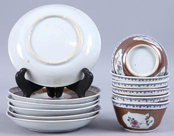 KOPPAR MED FAT, 6 st, porslin, Kina, 1700-tal.