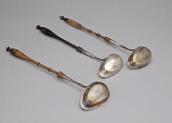 SOPPSLEVAR, 3 st, silver, bla Anders Rahm, Norrköping, 1800-tal.