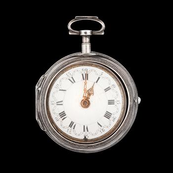 1436. A silver verge pocket watch, Le Count, London, 18th century.