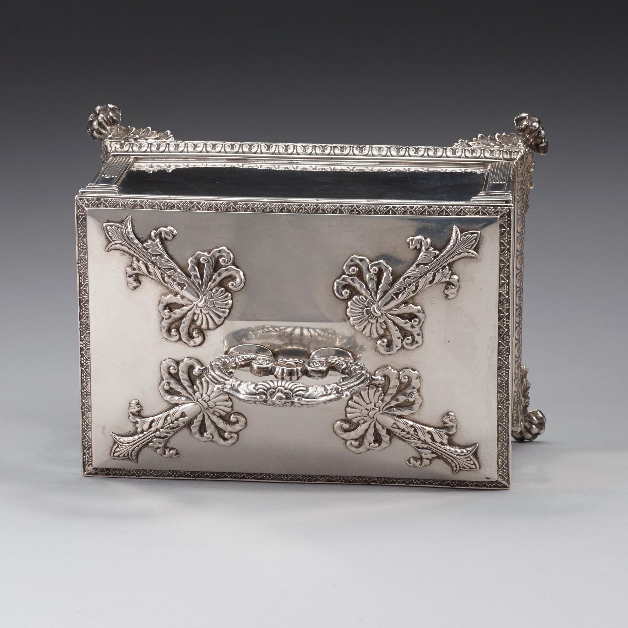 A Swedish 19th century silver sugar-casket, marks of Adolf Zethelius, Stockholm 1828.