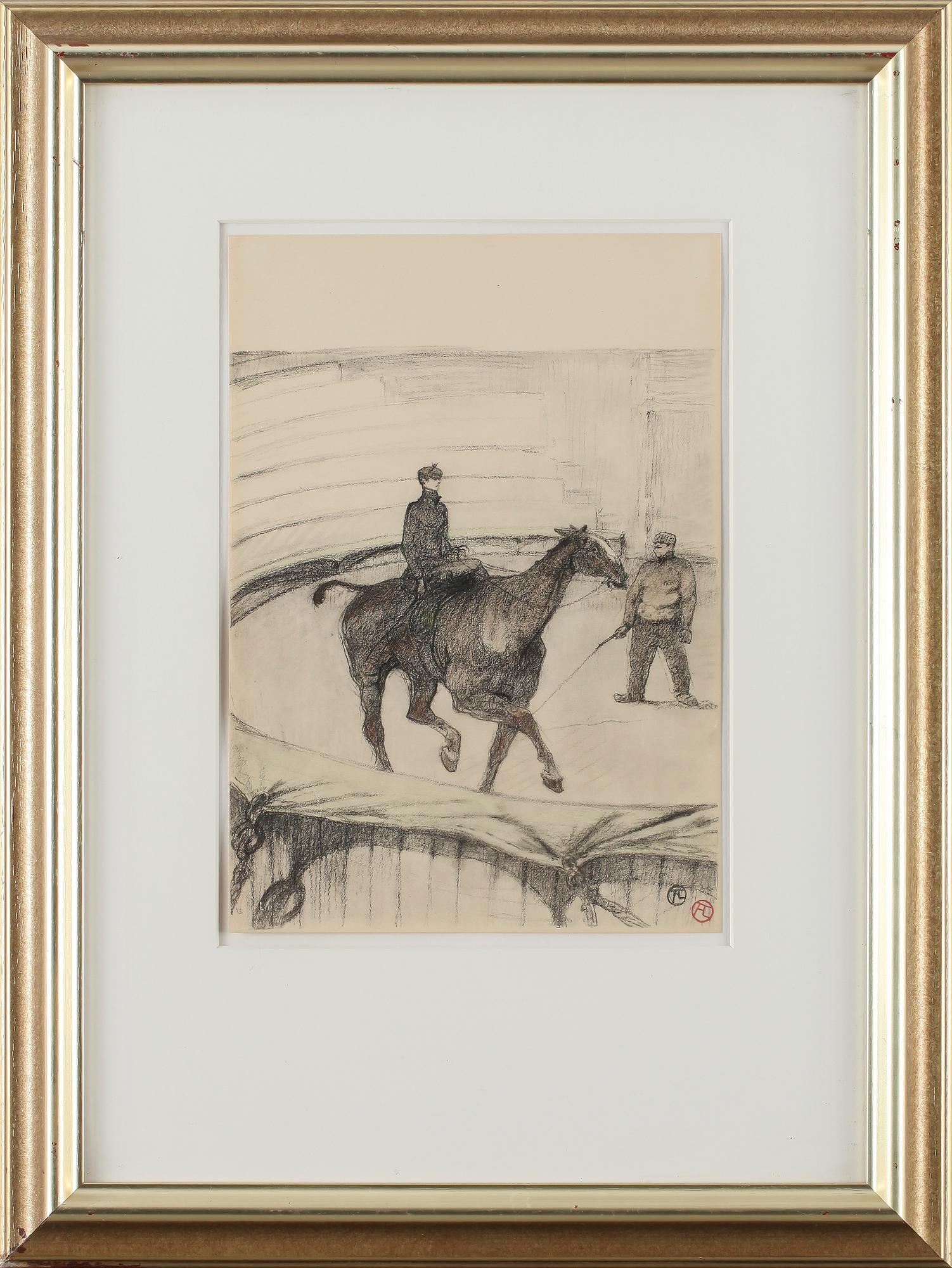 HENRI DE TOULOUSE-LAUTREC, efter, mapp med 17 st litografier, "Au Cirque", Librarie de France, 1900-tal.