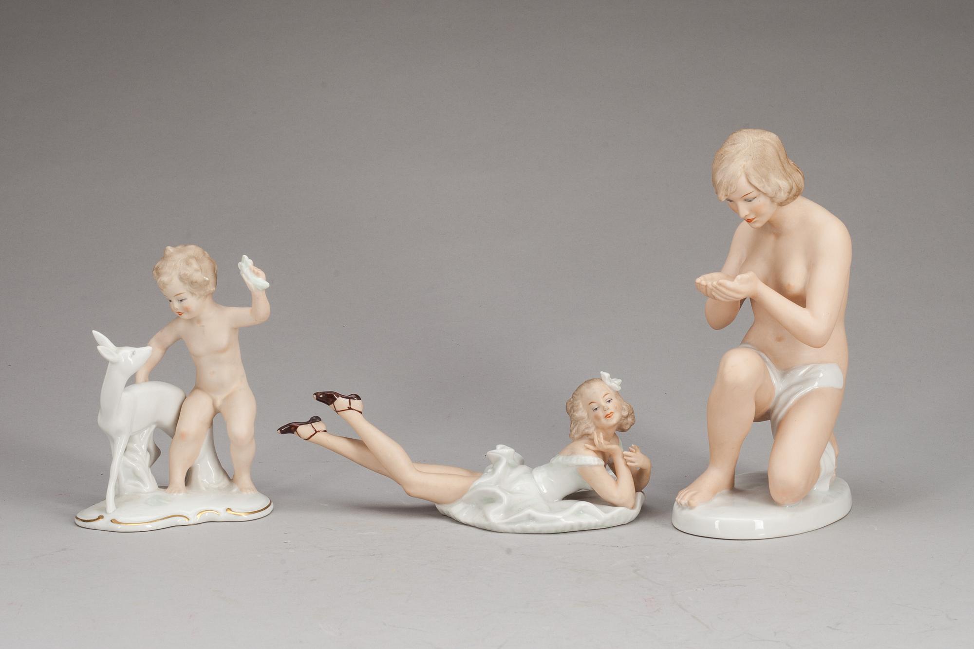 FIGURINER, 3 st, porslin, Wallendorf.