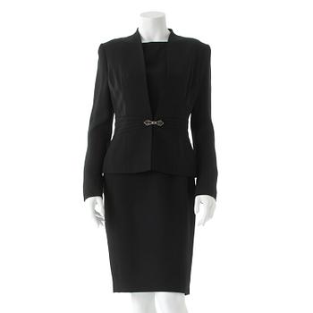 RALPH LAUREN, a two-piece black dress consisting of jacket and dress.