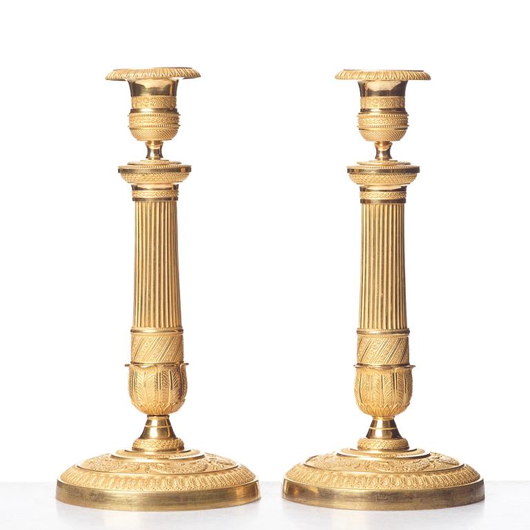 A pair of French Empire candlesticks, beginning of the 1800's.