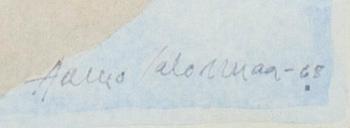 AARNO SALOSMAA, akvarell på papper, uppfodrad på skiva, signerad och daterad -68.