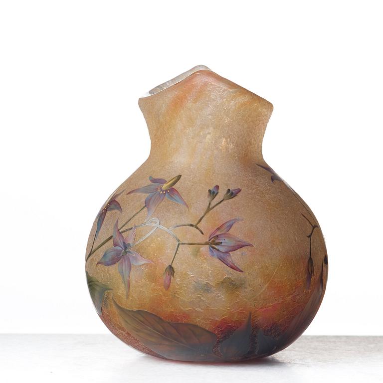 DAUM, an Art Nouveau enamel painted vase, Nancy, France ca 1900.