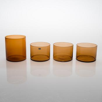 A set of 9 glass jars "Purtilo" by Kaj Franck Arabia, Finland. Designed in 1970:s.