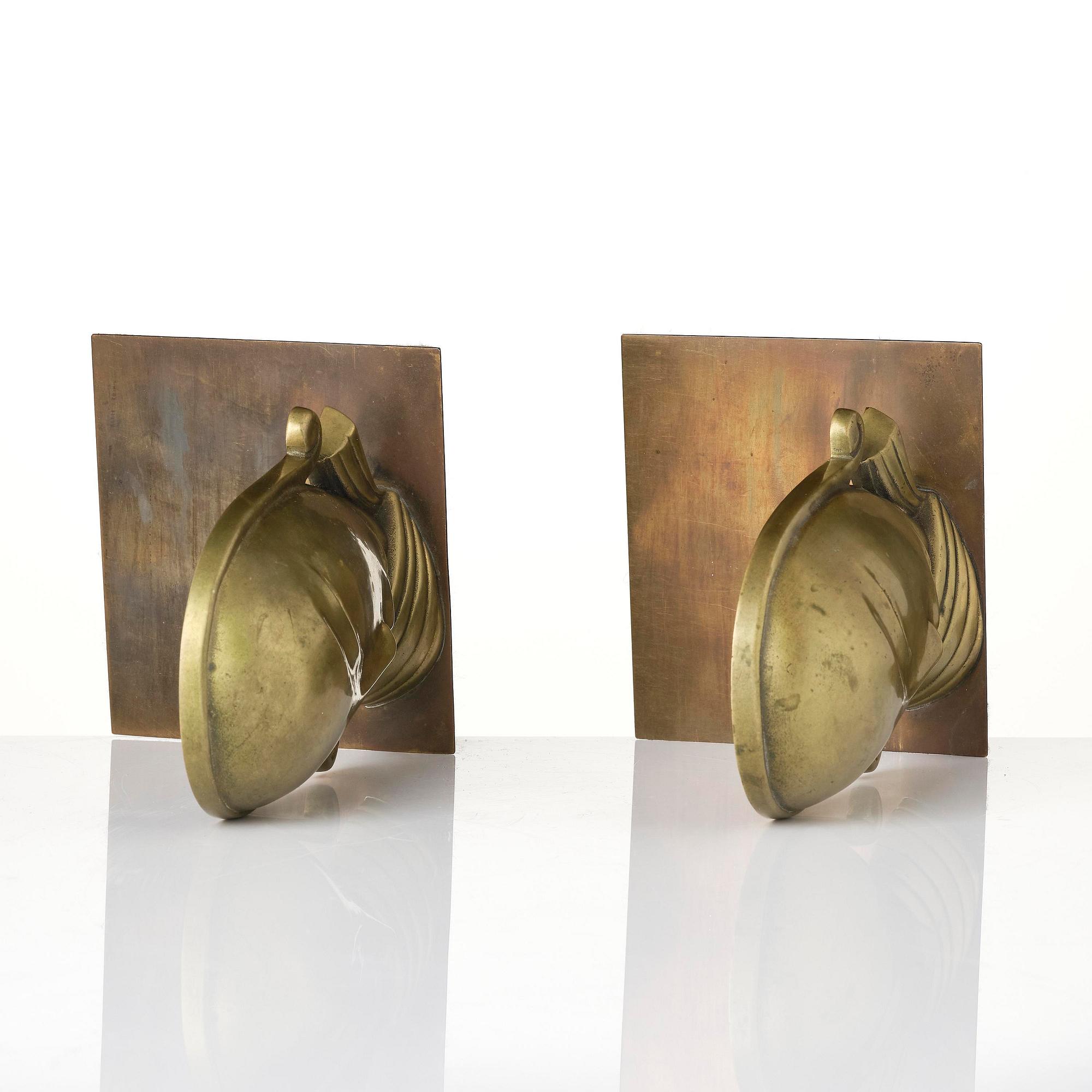 Carl-Einar Borgström, a pair of brass bookends model "840", Ystad-Metall.