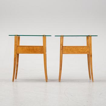 A pair of birch tree bed side tables from Bodafors, mid 20th century.