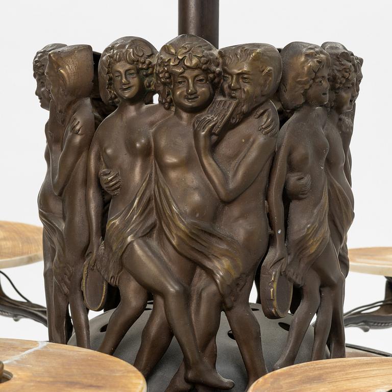 An Art Nouveau Bronze Ceiling Light, early 20th century.