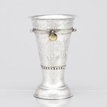 A Norwegian 19th century silver beaker, unidentified makers mark HM, Bergen 1822.