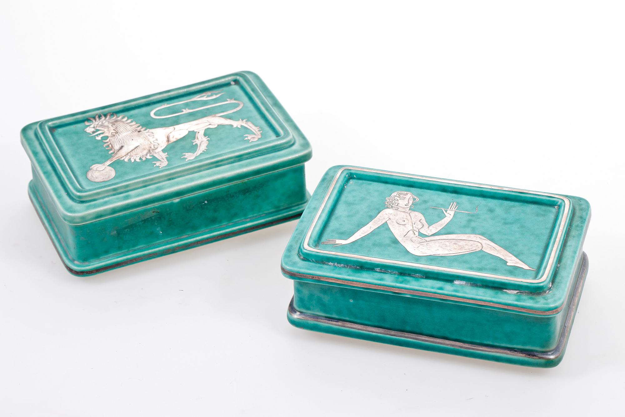 LOCKASKAR, 2 st, stengods, "Argenta", Wilhelm Kåge, Gustavsberg.