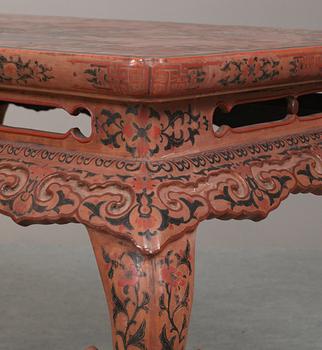 Two incised red lacquer tables, 18th/19th Century.