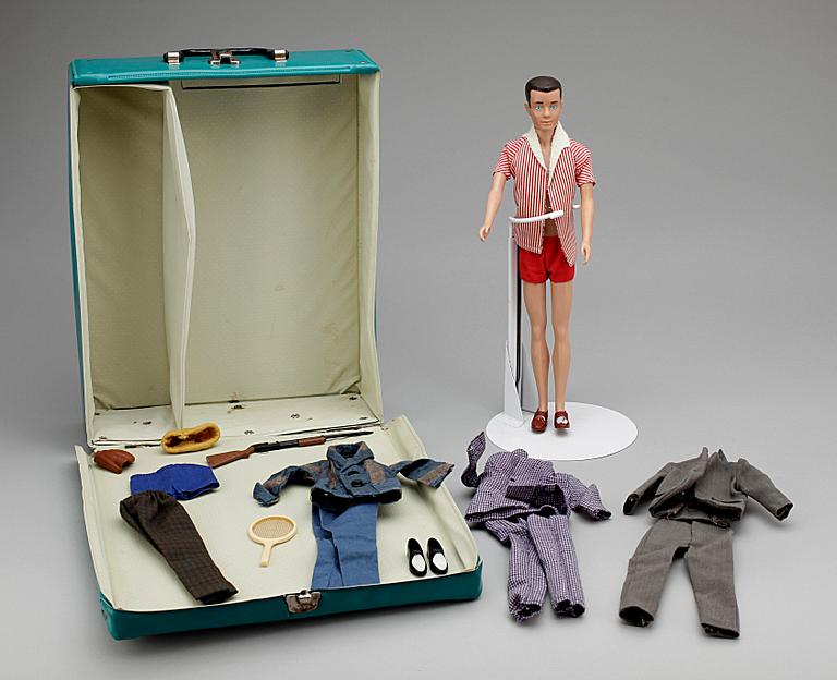 DOCKA samt VÄSKA, "Ken", Mattel, 1960-tal.