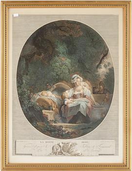 GRAVYRER, 3 st, efter bland annat Fragonard, 1800-1900-tal.