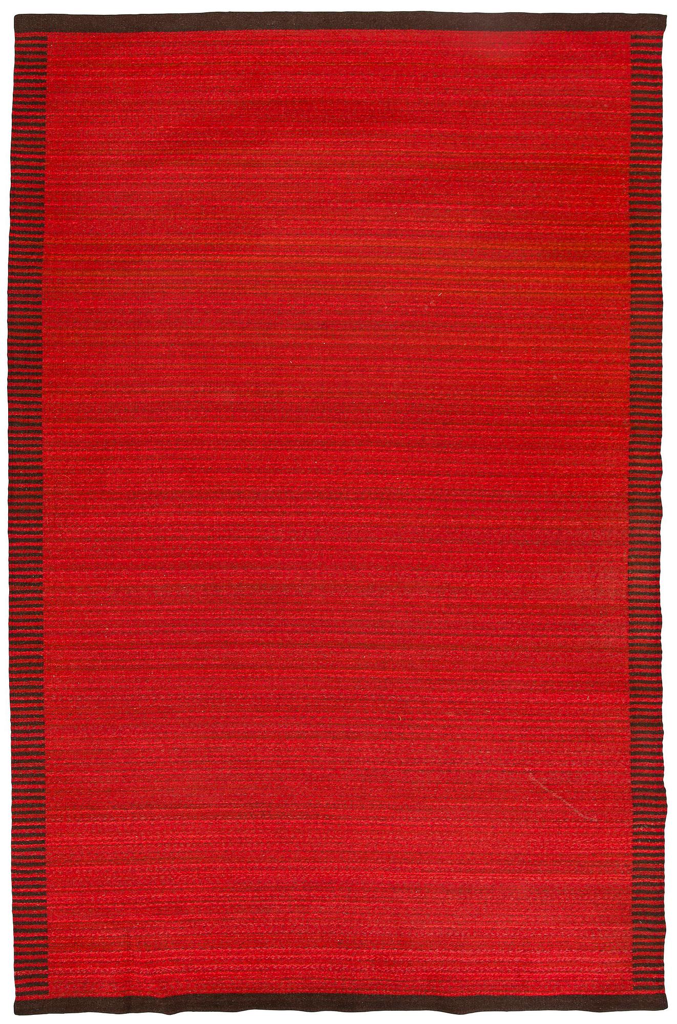 Kirsti Ilvessalo, hårgarnsmatta, tillverkare Aaltonens Mattväveri Kiikka 1900-taleta mitt. Ca 300 x 200 cm.