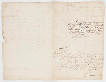 DROTTNING HEDVIG ELEONORA (1636-1715), egenhändigt signerat dokument, daterat Stockholm 14 november 1702.