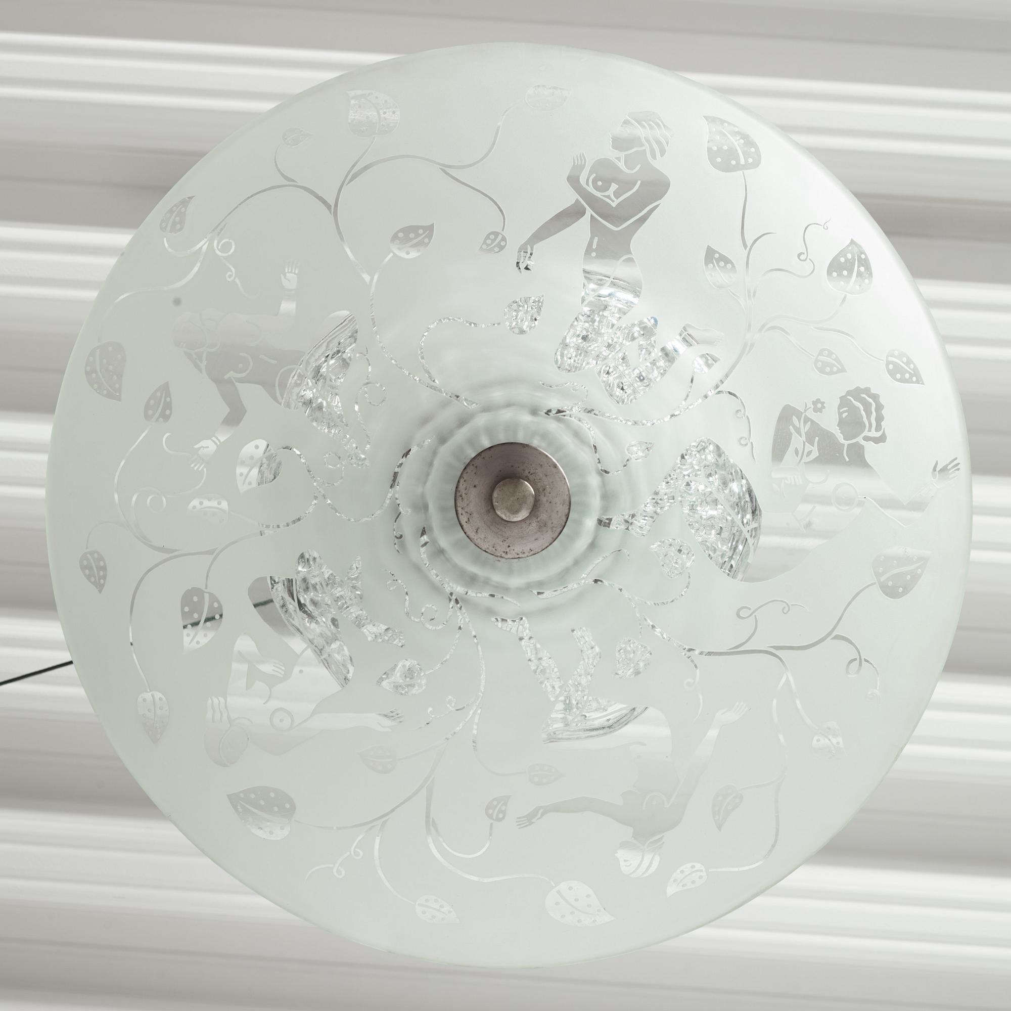 Edward Hald, a model 'HD 8581' ceiling light, Orrefors, 1940's.