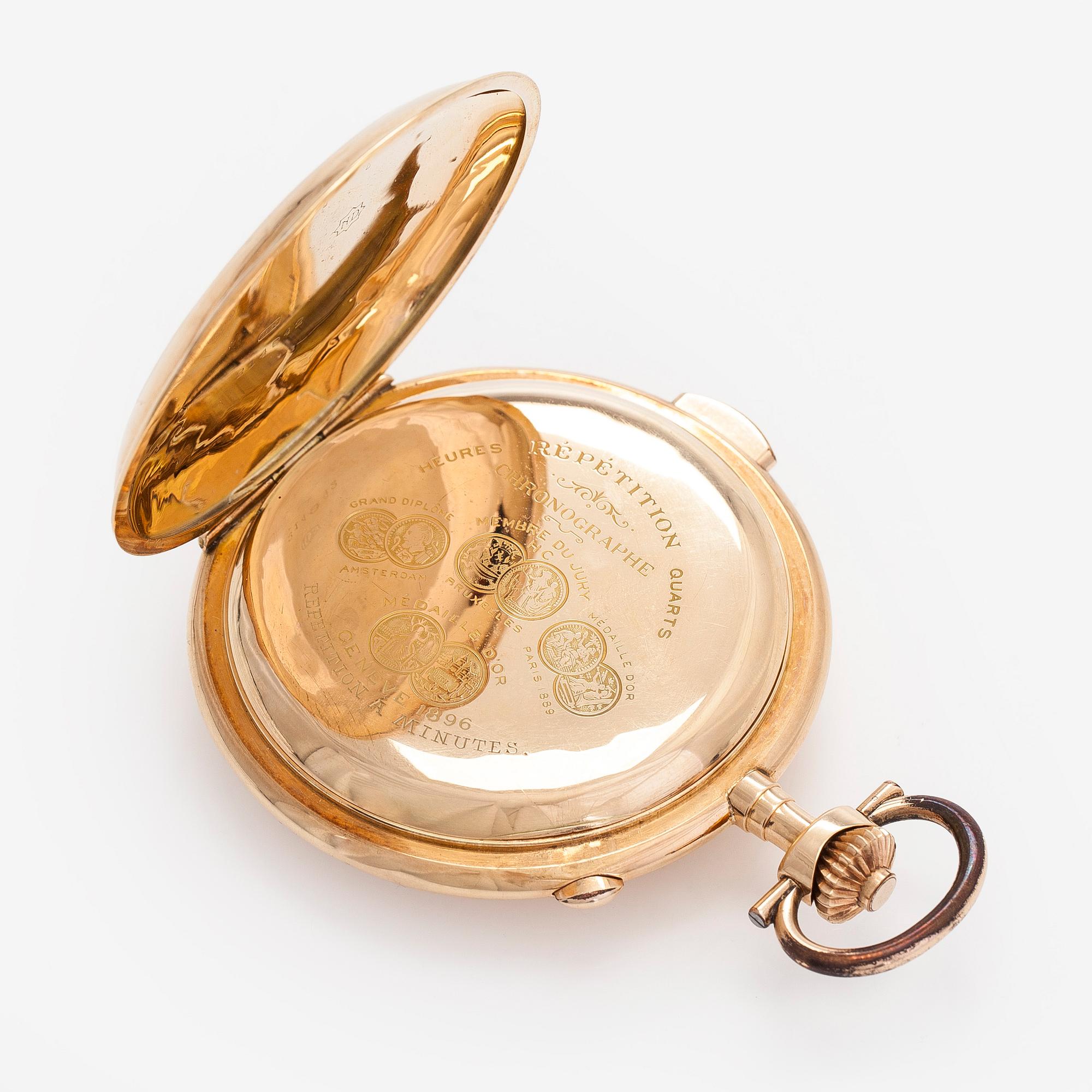 Nestor Delevaux, fickur, savonett, minutrepeter, kronograf, 62,5 mm.