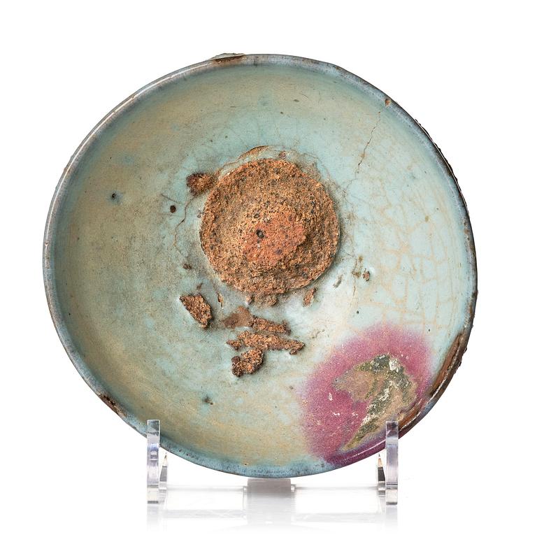 A Jun glazed purple splashed bowl 'study piece', Sung/Yuan dynasty.