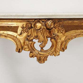 A pair of Rococo console tables, presumably Germany, 18th century.