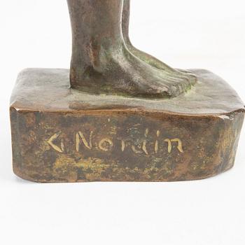 Gunnar Nordin, signerad patinerad brons.