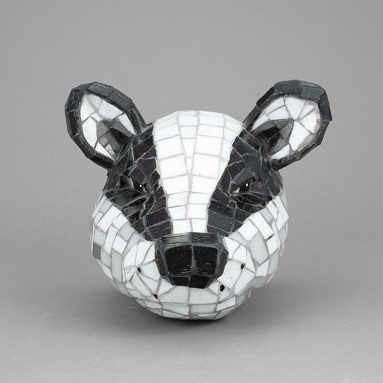 ERNST BILLGREN, väggskulptur, Grävlingshuvud, signerad.